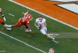 MIAMI GARDENS, FL - DECEMBER 31: Baker Mayfield #6 of the Oklahoma Sooners is pursued by Kevin Dodd #98 of the Clemson Tigers as he runs with the ball in the first quarter during the 2015 Capital One Orange Bowl at Sun Life Stadium on December 29, 2015 in Miami Gardens, Florida. Clemson defeated Oklahoma 37-17. (Photo by Joel Auerbach/Getty Images) *** Local Caption *** Kevin Dodd;Baker Mayfield